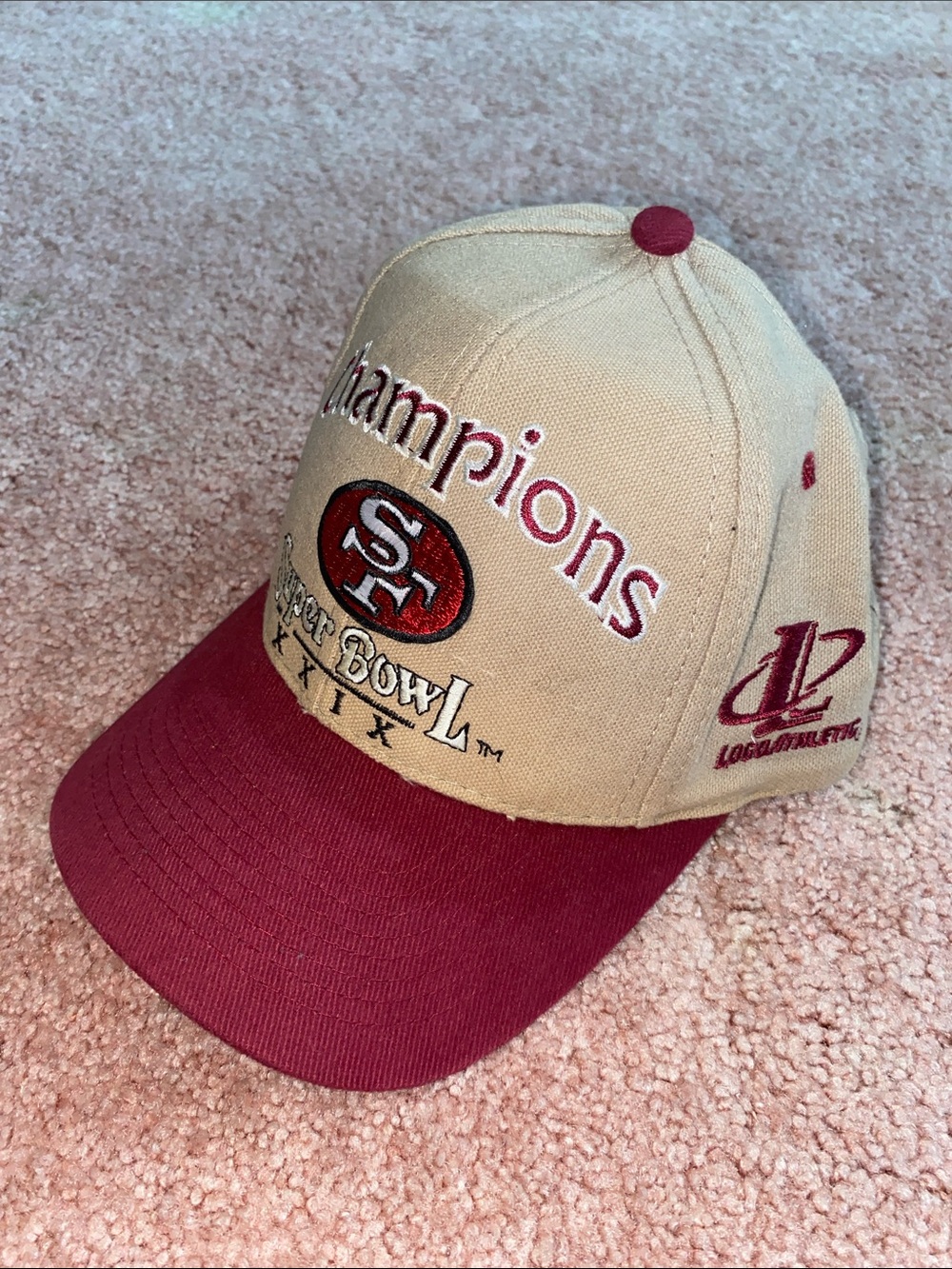 Vintage San Francisco 49ers Super Bowl Champions Hat - Tan & Burgundy